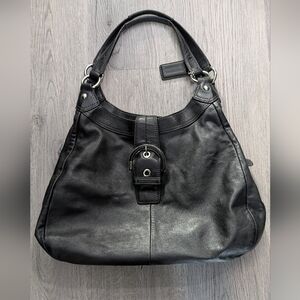 Coach Soho Lynn Hobo Bag Black Leather Silver Hardware Vintage 2011 F17092